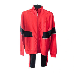 Lascana for Venus women’s 2-piece jogging track suit jacket pants SZ S red black